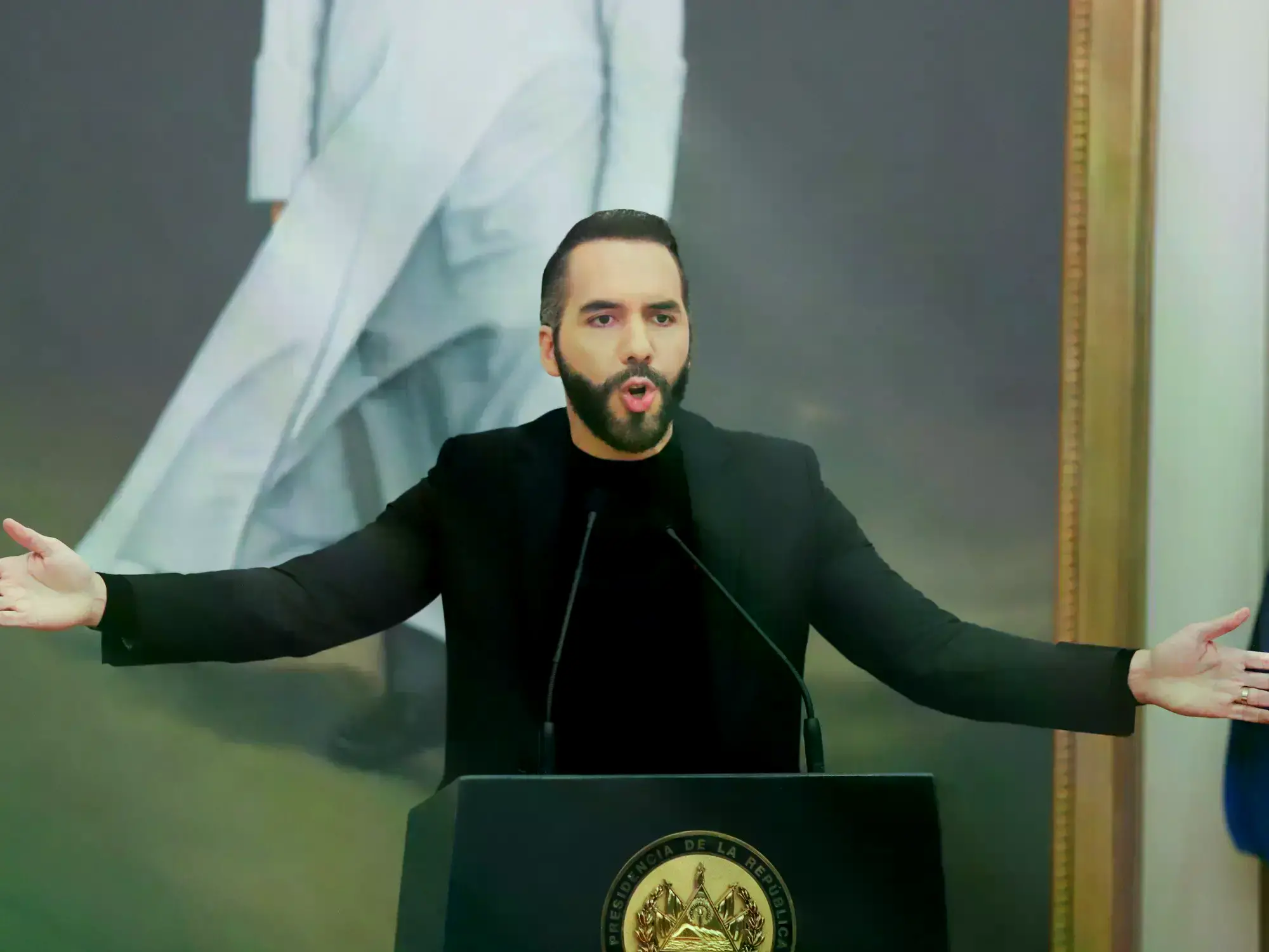 Nayib Bukele habla durante un acto en Antiguo Cuscatlán