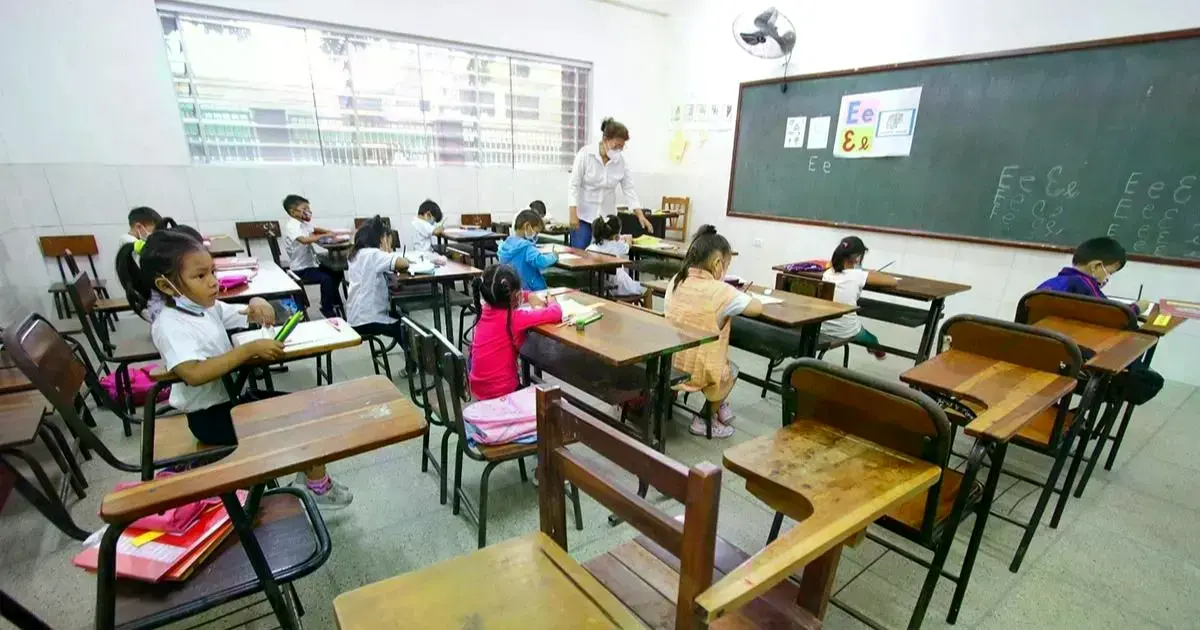 Imagen referencial de alumnos pasando clases