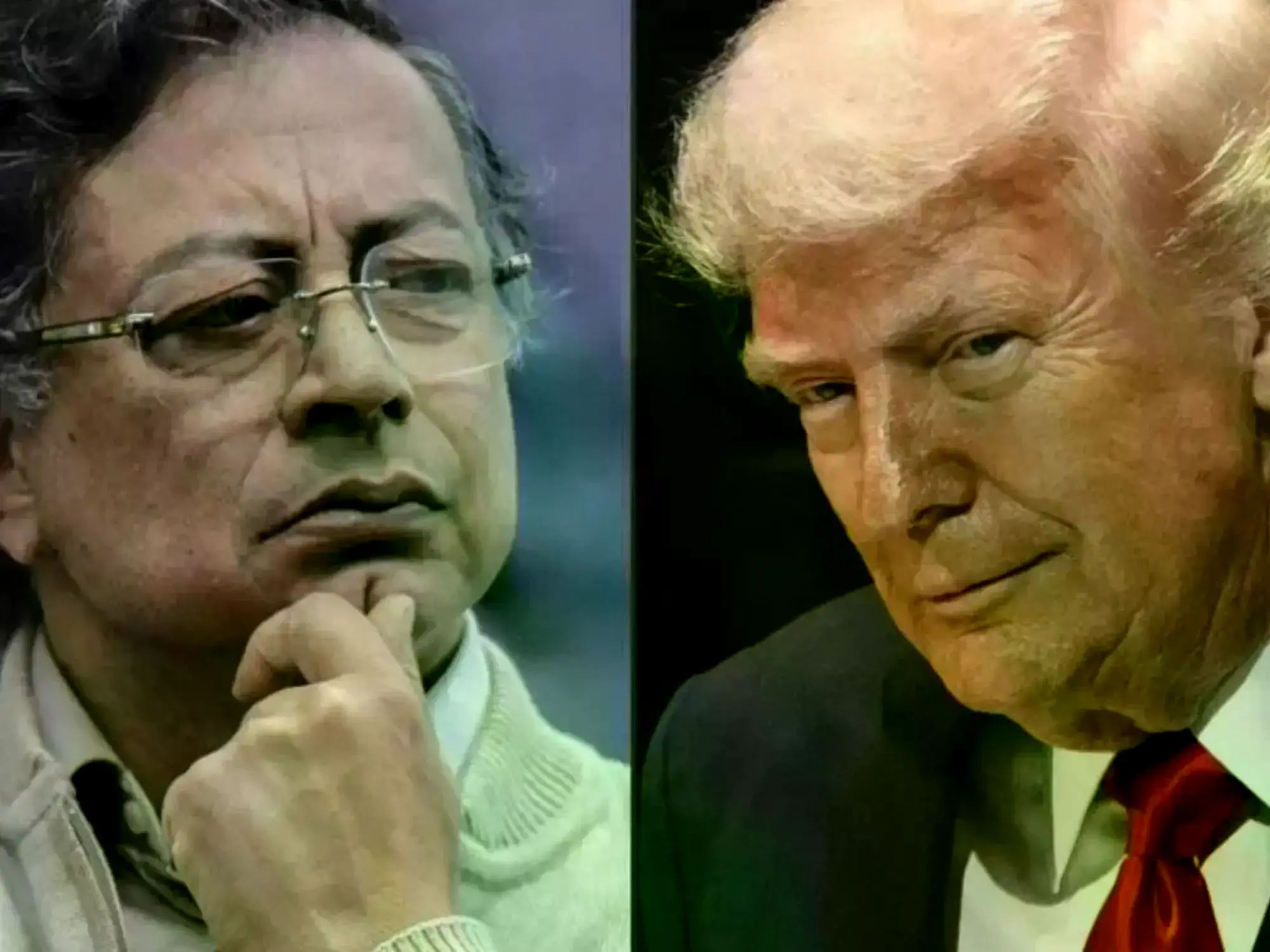 Ilustración de los presidentes Gustavo Petro y Donald Trump.