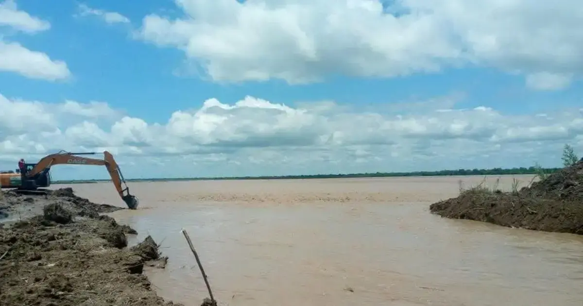Los trabajos de protección en la zona de Puerto Ibáñez, Pailón.