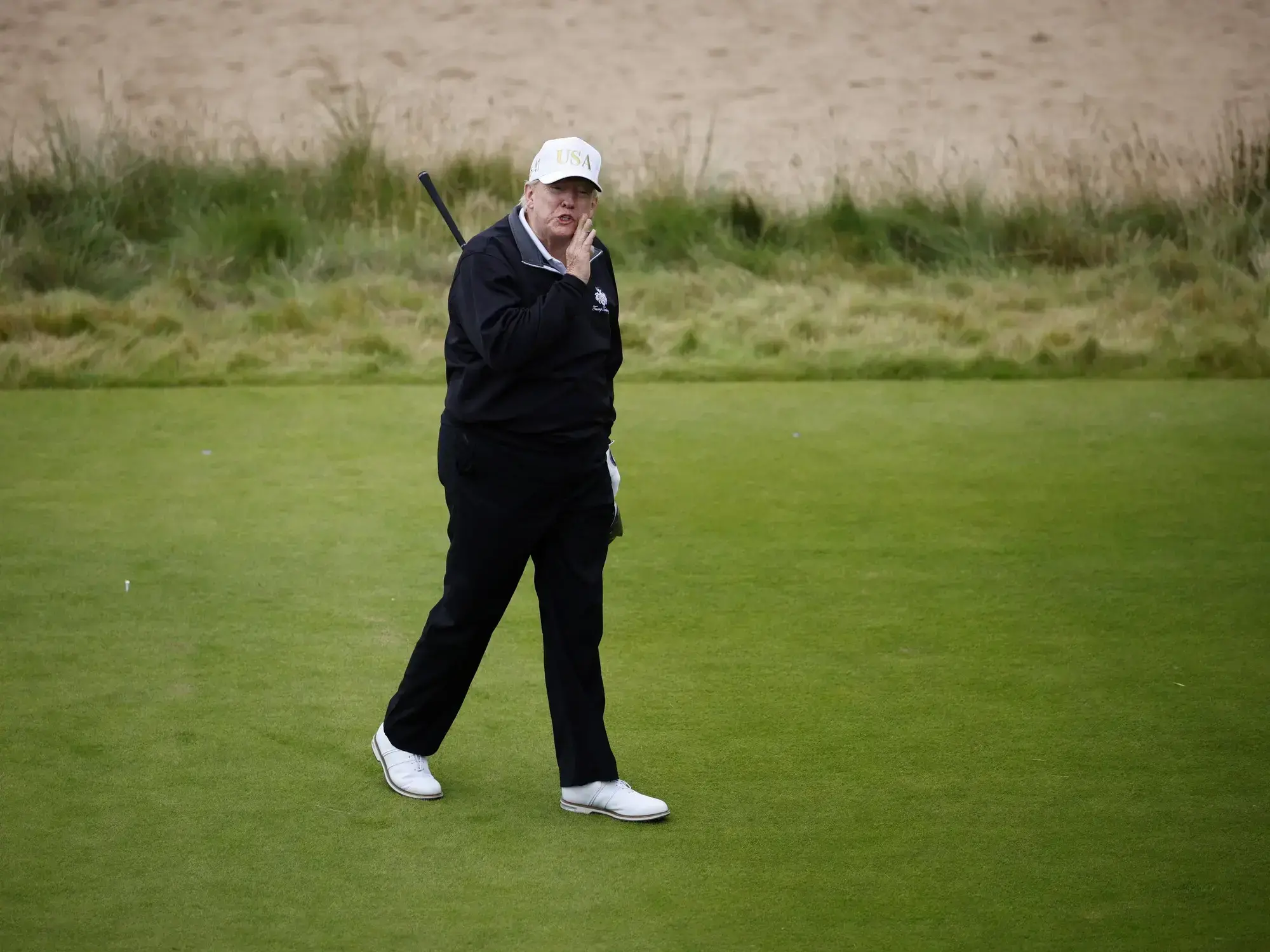 Donald Trump durante la inauguración del Trump International Golf Links en Balmedie, Escocia, en julio de 2025.