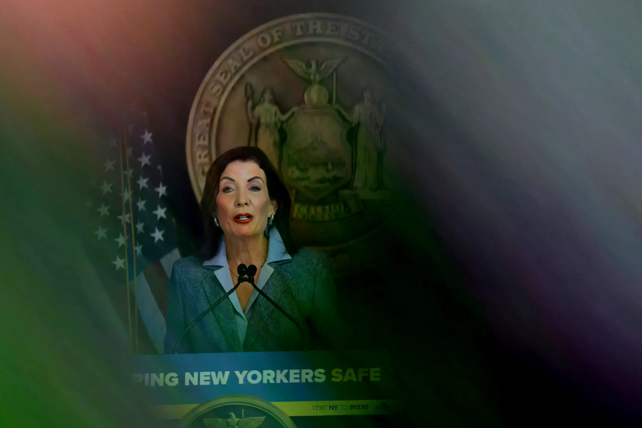 La gobernadora de Nueva York, Kathy Hochul, en un acto público.