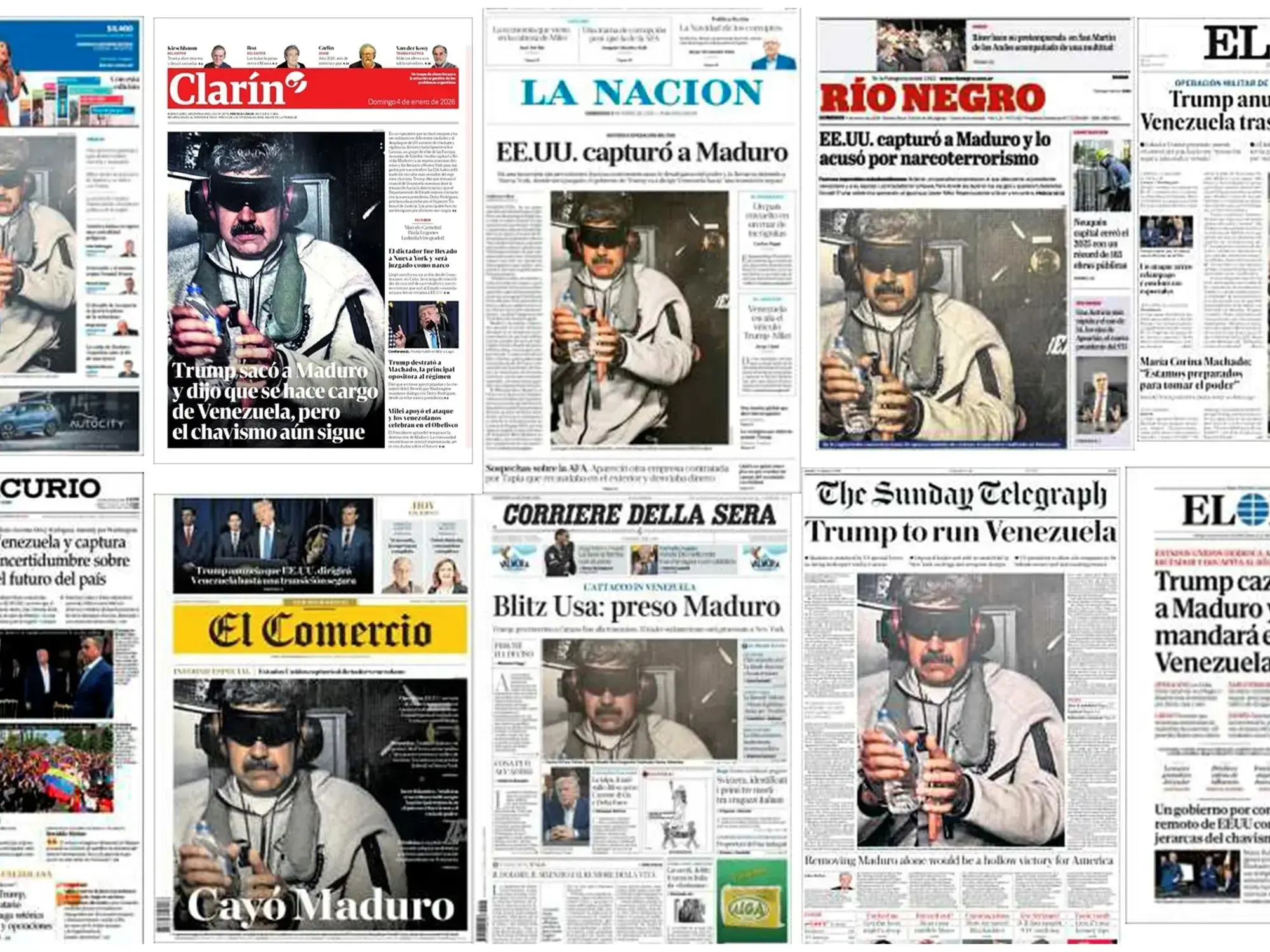 Nicolás Maduro esposado a bordo del buque USS Iwo Jima