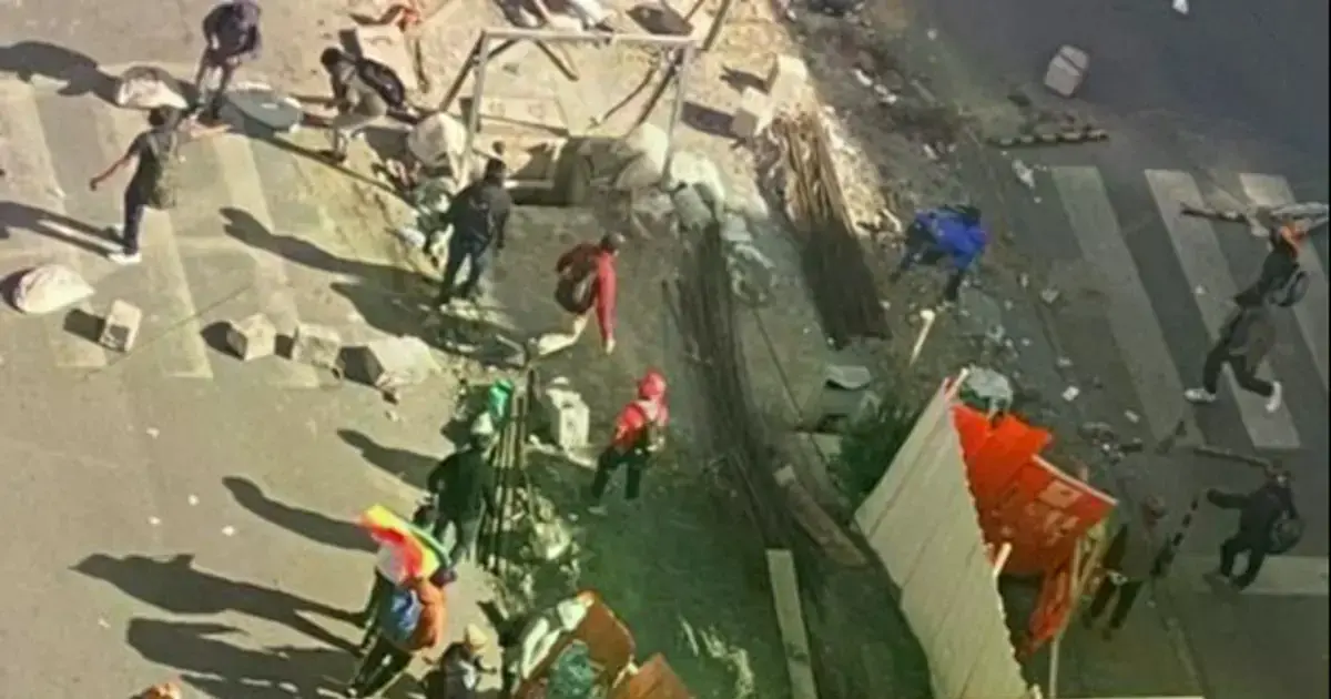 Destrozo en el centro de La Paz.