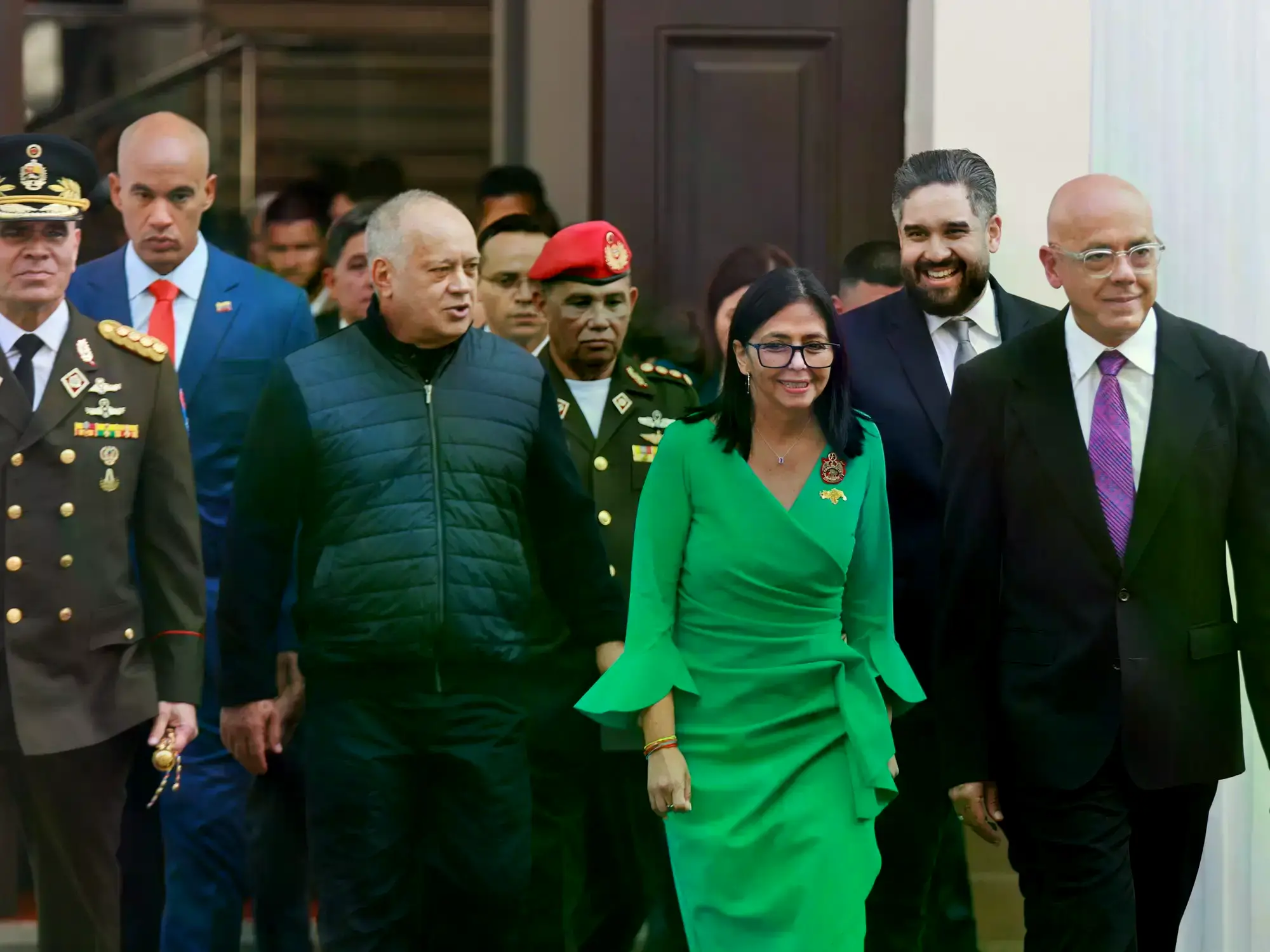 Vladimir Padrino Lopez, Diosdado Cabello, Delcy Rodriguez y Jorge Rodriguez en Caracas.