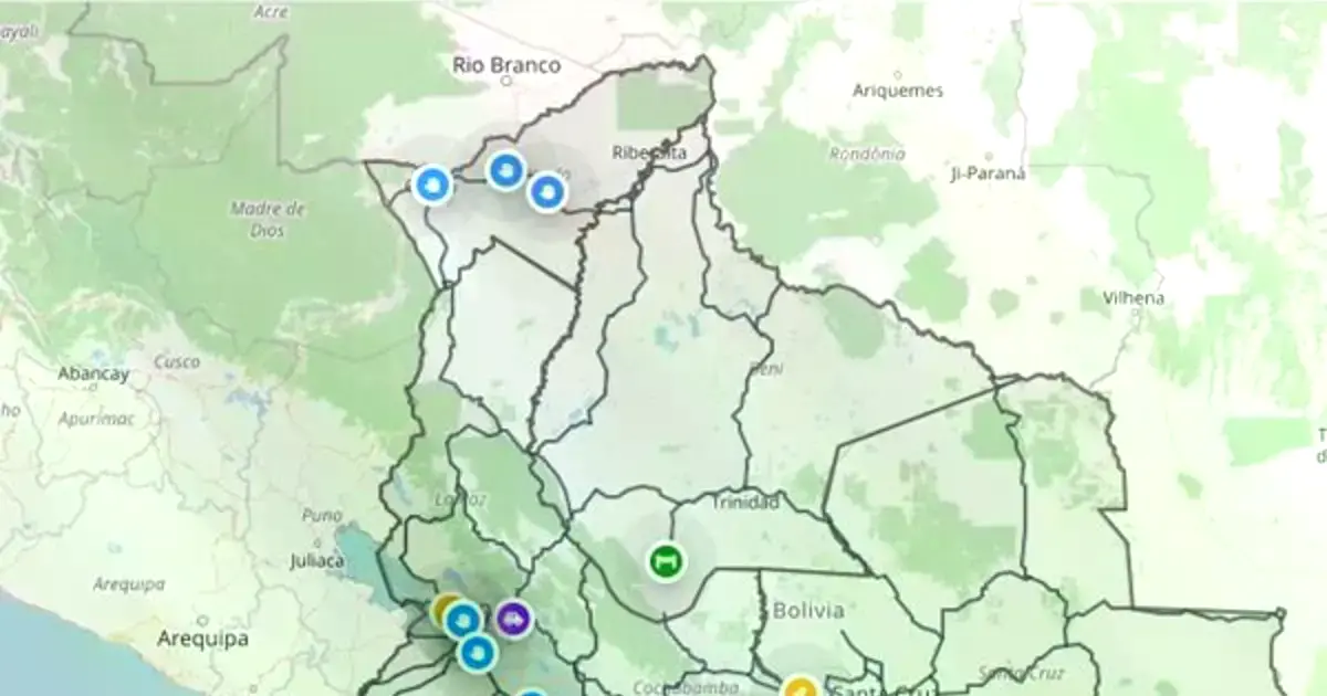 Mapa de la ABC con puntos azules identificando los bloqueos.