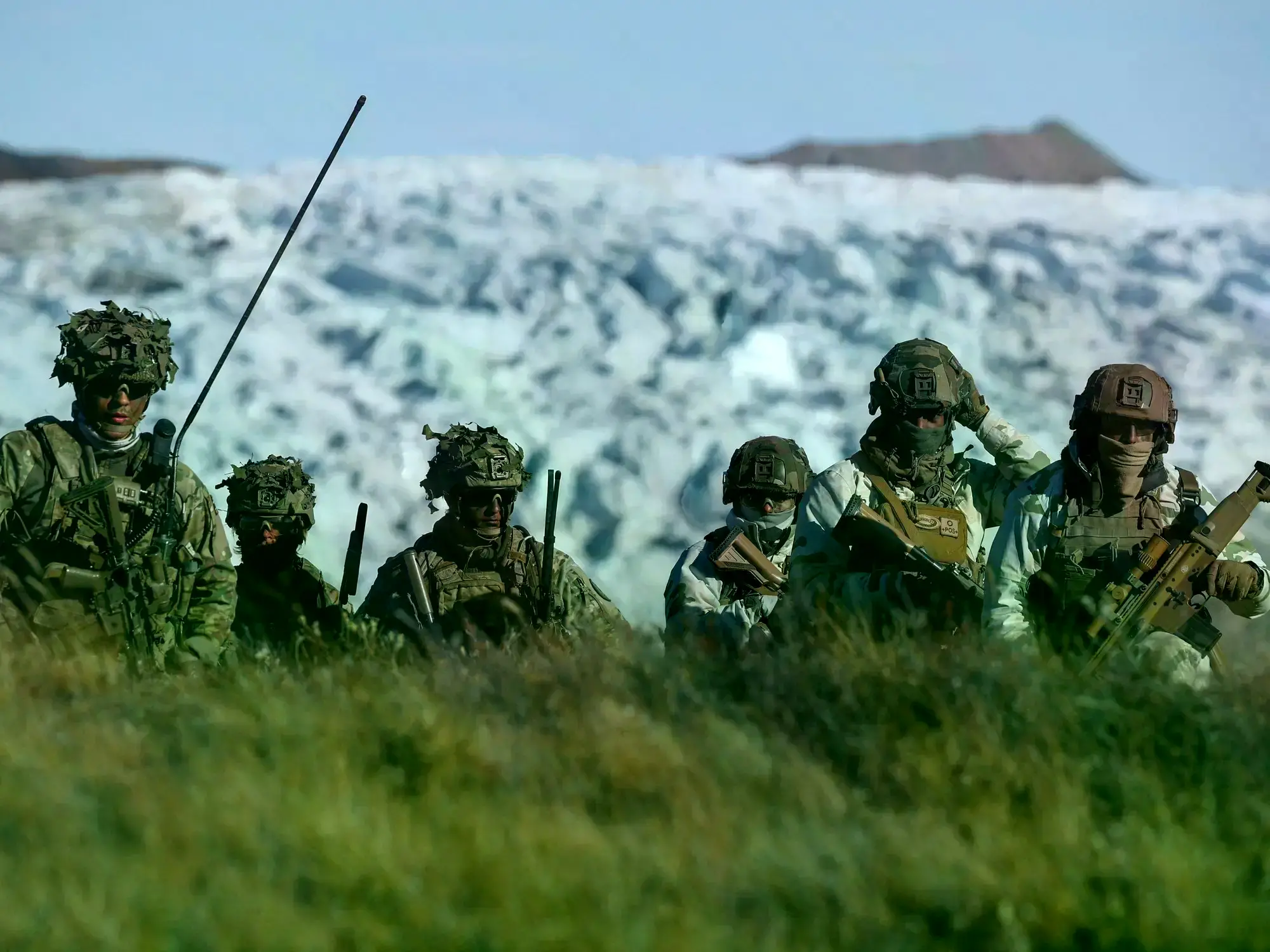 Militares de Dinamarca durante un entrenamiento en Kangerlussuaq, Groenlandia, en septiembre.