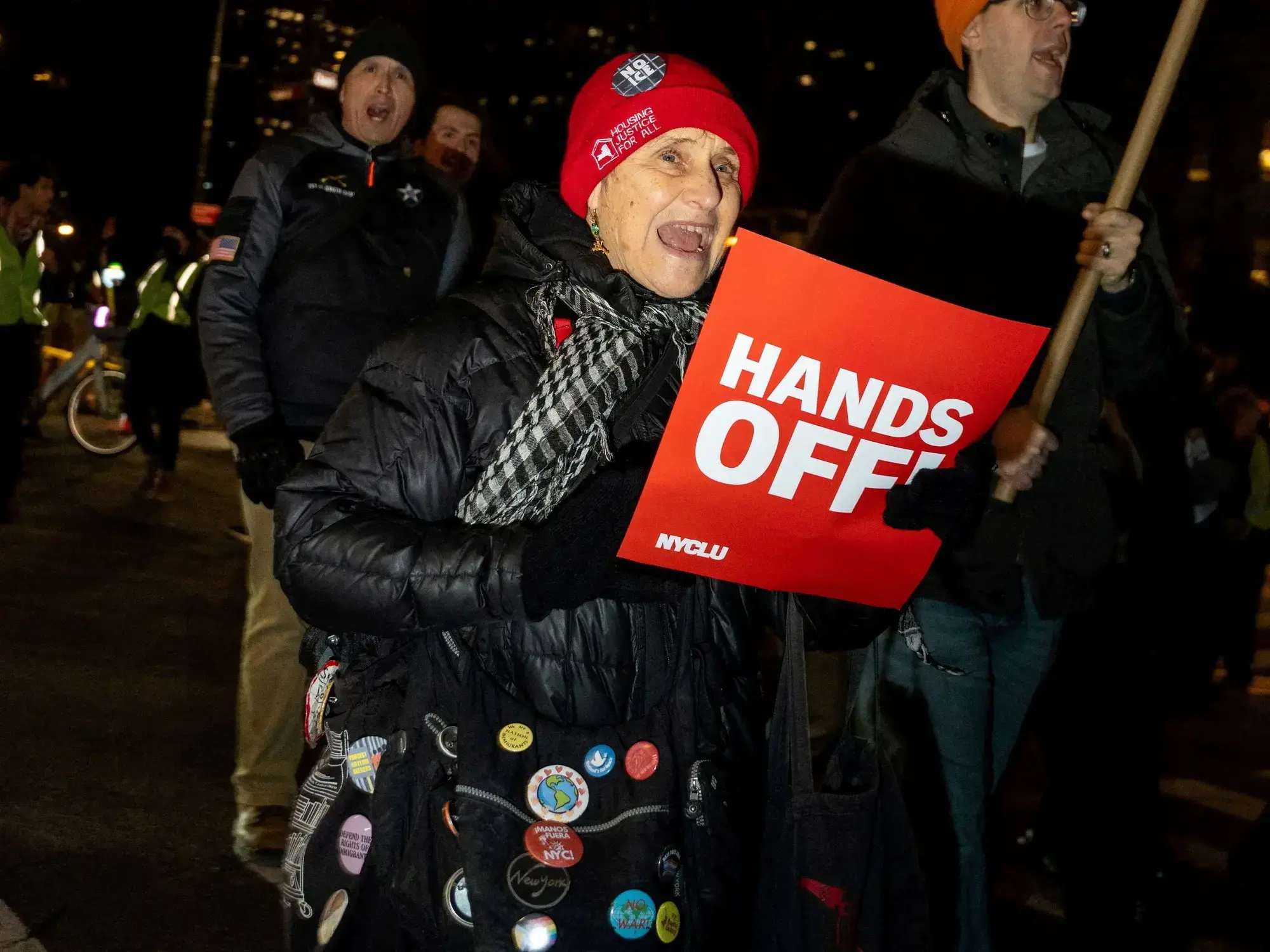 Protestas con el ICE el miércoles a la noche en Nueva York.