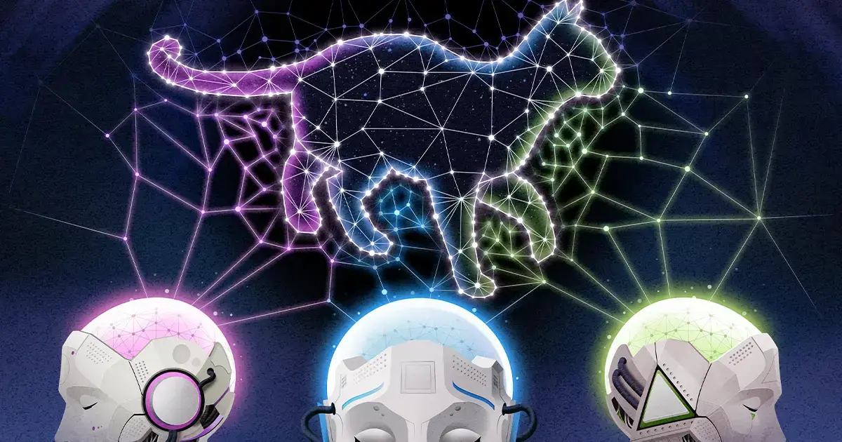 Representación artística de la convergencia de modelos de visión y lenguaje.