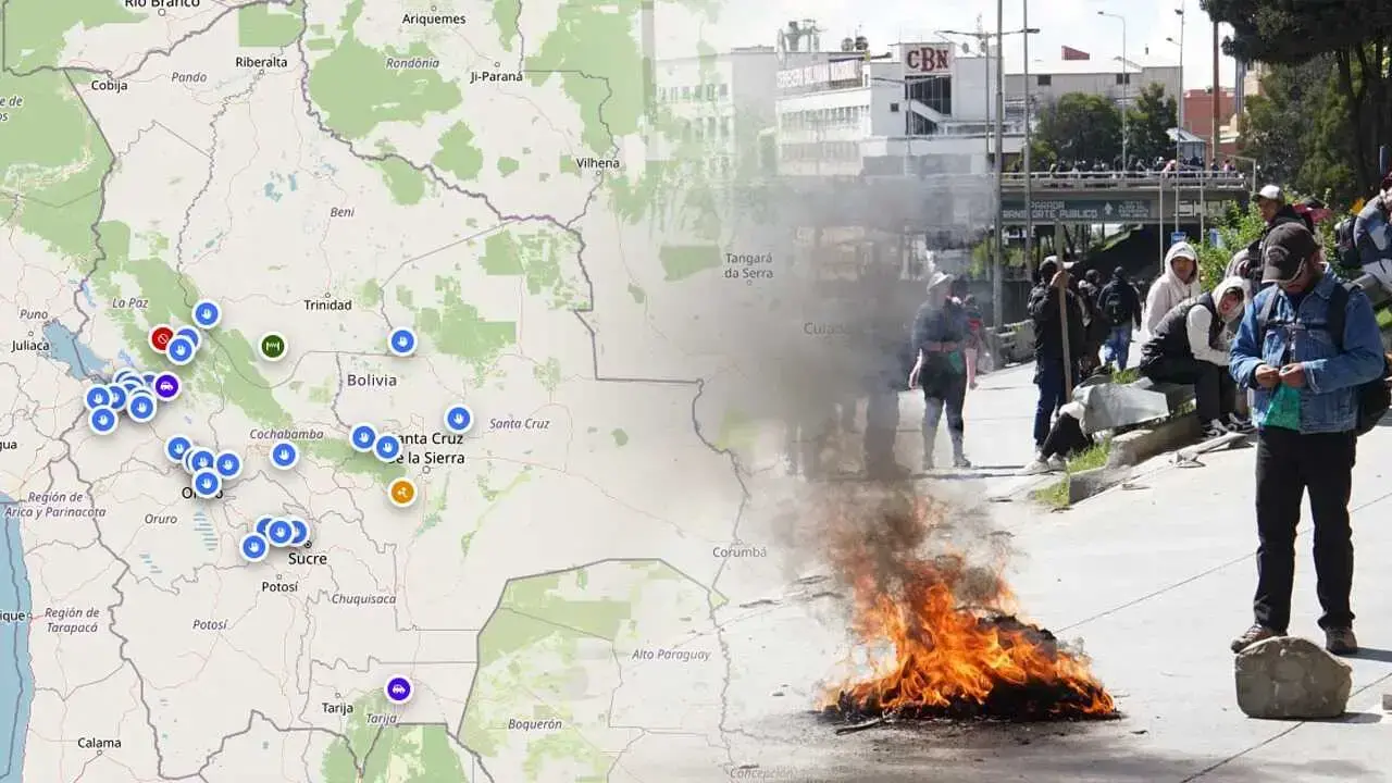 El mapa de transitabilidad de los bloqueos reflejado por la ABC.