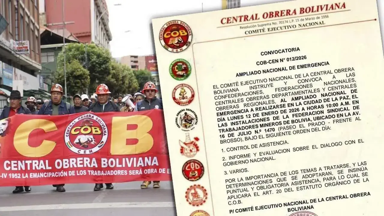 Convocatoria de la COB a un ampliado nacional de emergencia.