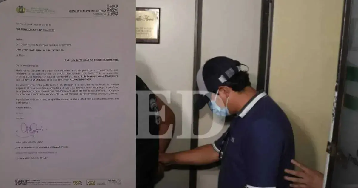 La solicitud de la Fiscalía para retirar la notificación roja en contra del hijo de Luis Arce.