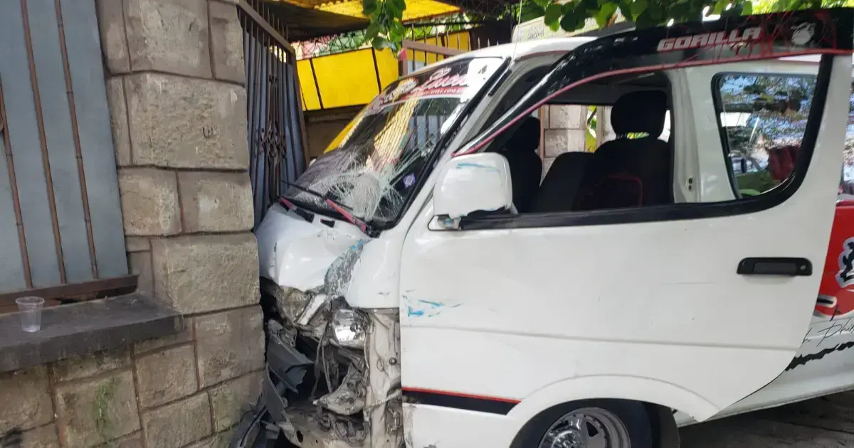 El minibús impactó contra una vivienda