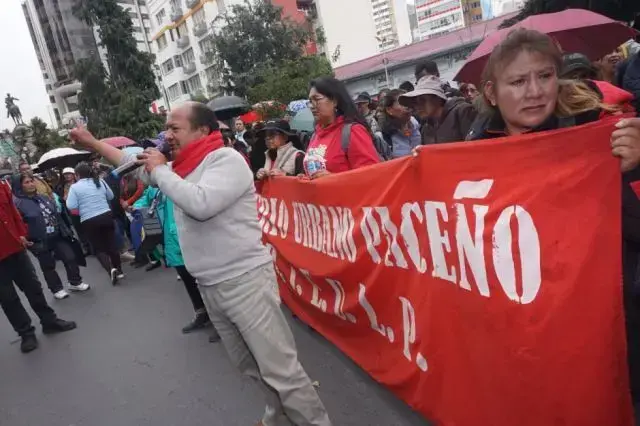 La movilización del magisterio urbano en La Paz.