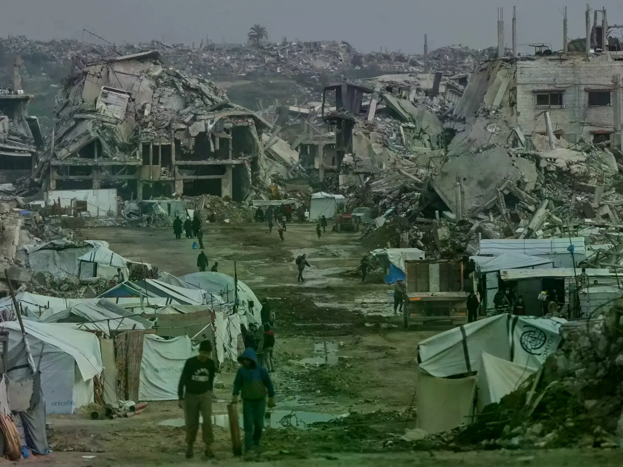 Un barrio de Ciudad de Gaza, en medio de los escombros.