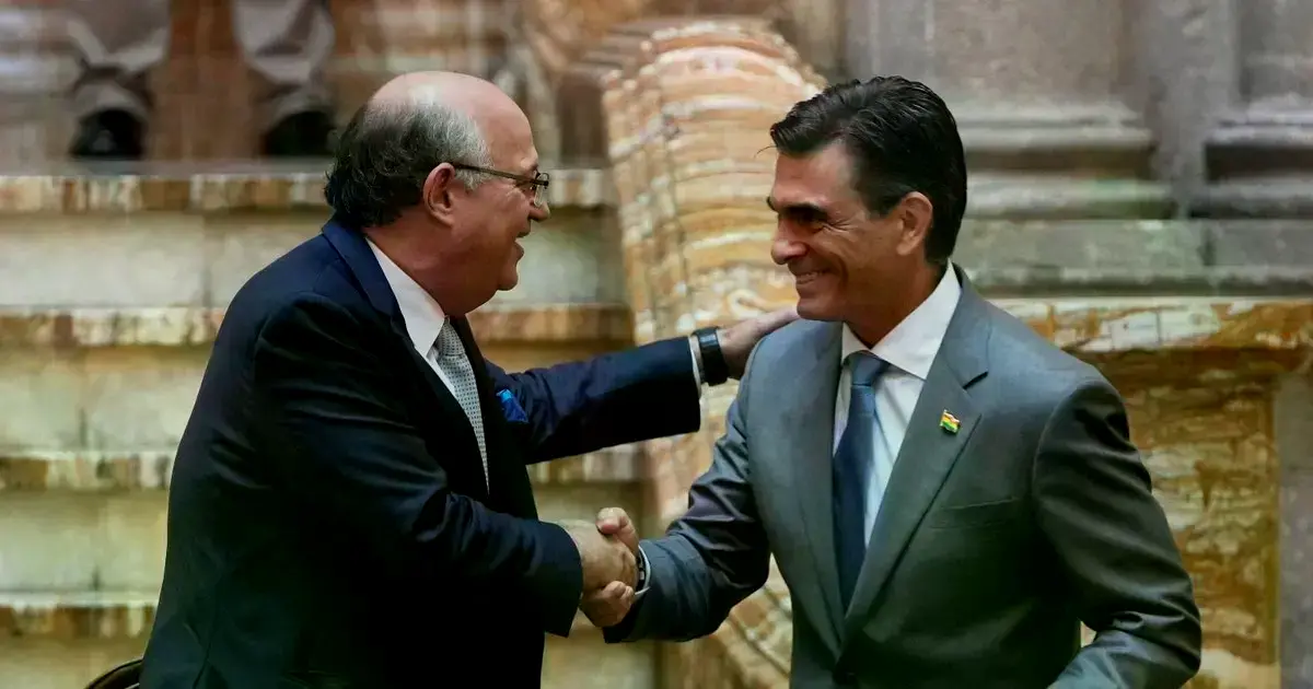 El presidente del BID junto al presidente de Bolivia