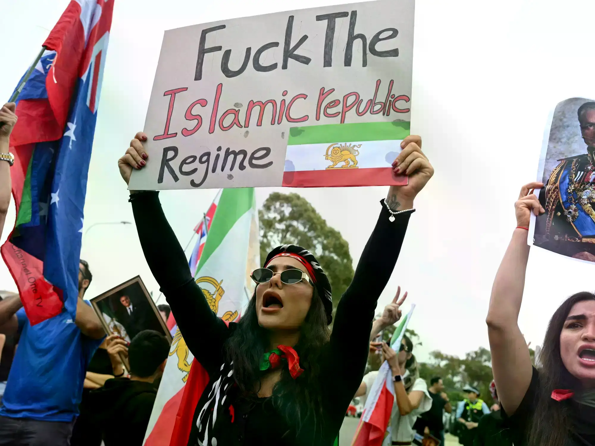 Protesta en Alemania contra el régimen iraní.