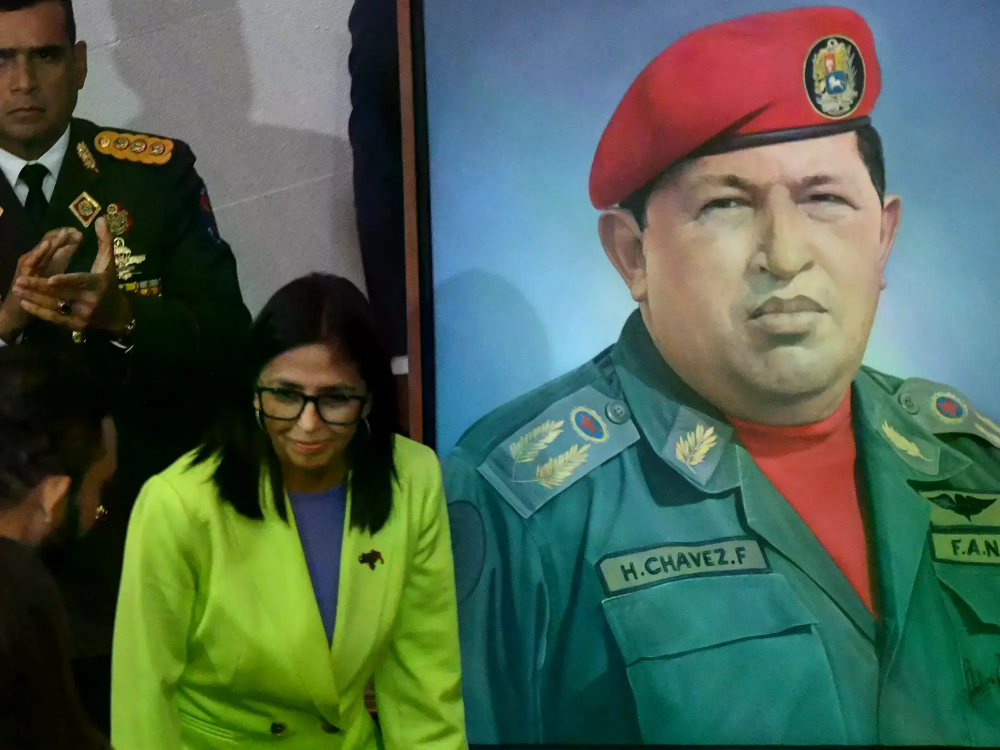 Delcy Rodríguez durante su mensaje en el Parlamento de Venezuela.