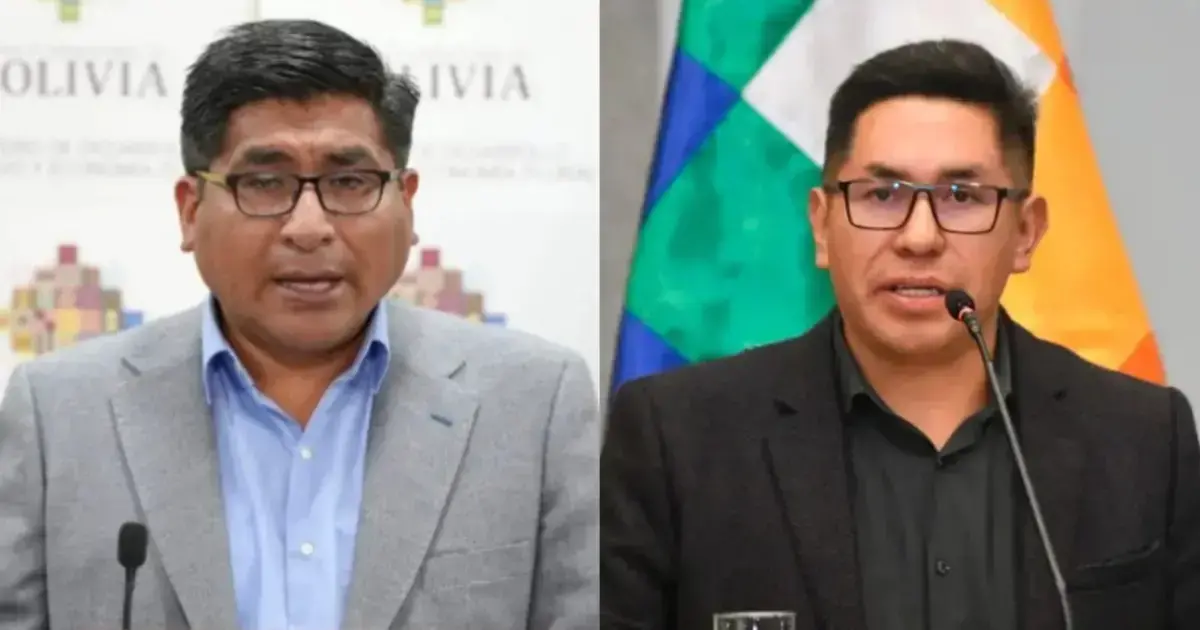 El fiscal general Roger Mariaca anuncia las medidas contra los exministros.