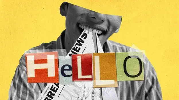 Ilustración sobre la evolución de la palabra 'hello'.