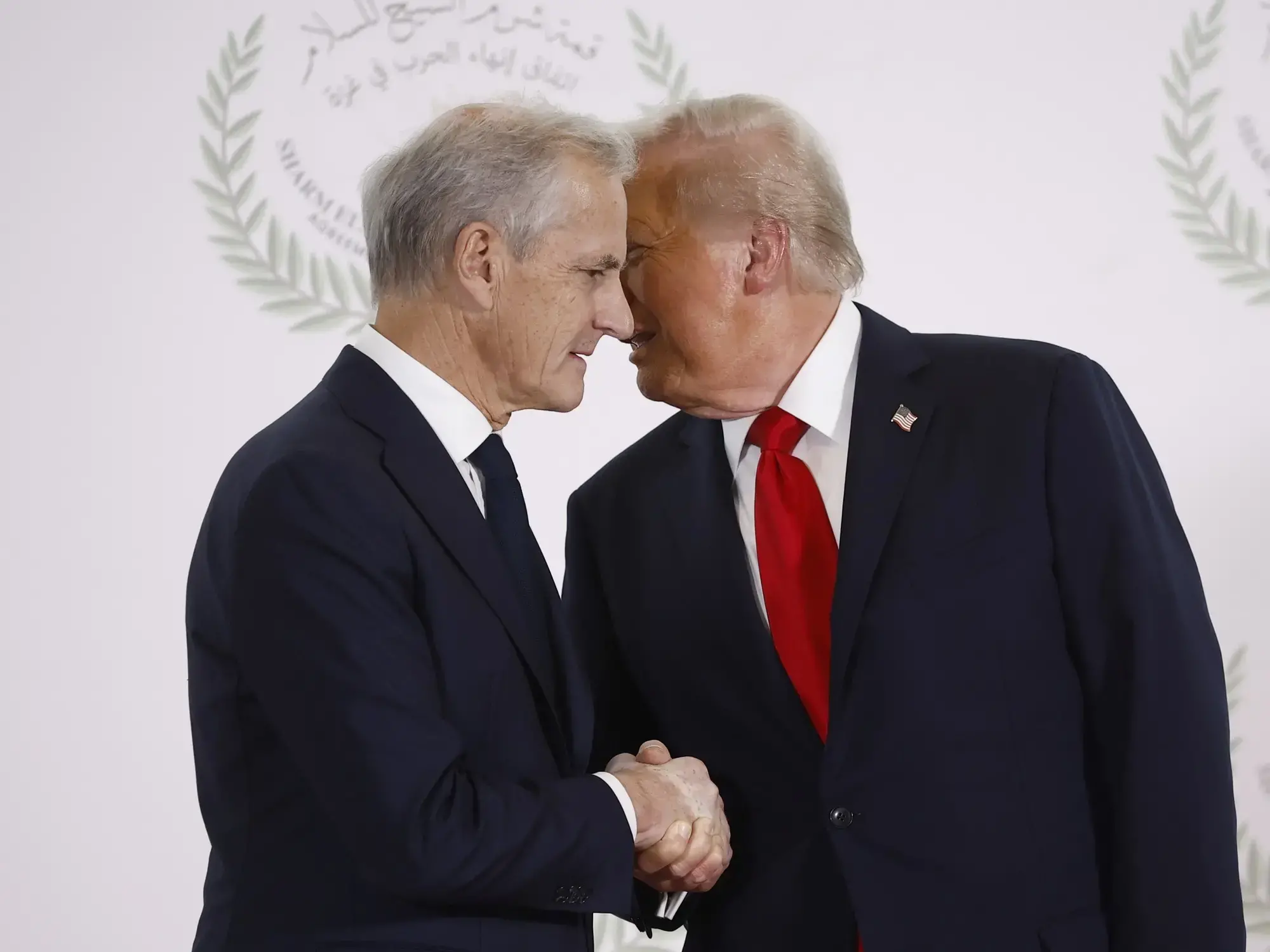 El primer ministro noruego Jonas Gahr Store junto a Trump.