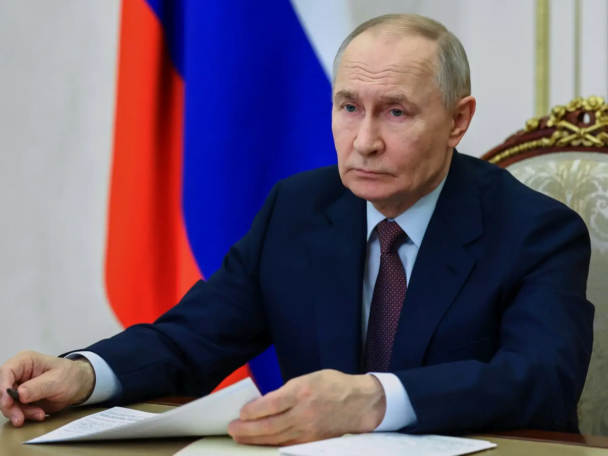 Vladimir Putin durante una reunión del Consejo de Seguridad de Rusia.