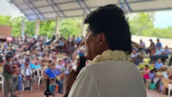 Evo Morales en un acto público en el Trópico de Cochabamba.