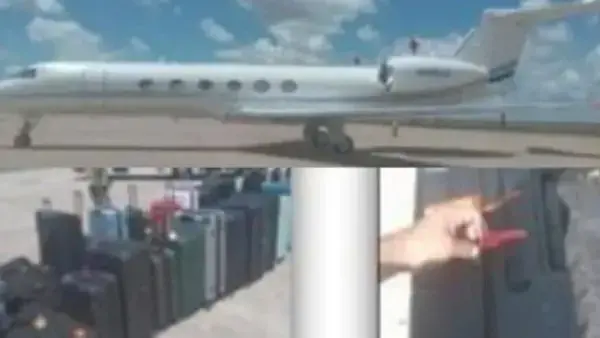 Imágenes del avión y las maletas que llegaron a Bolivia.