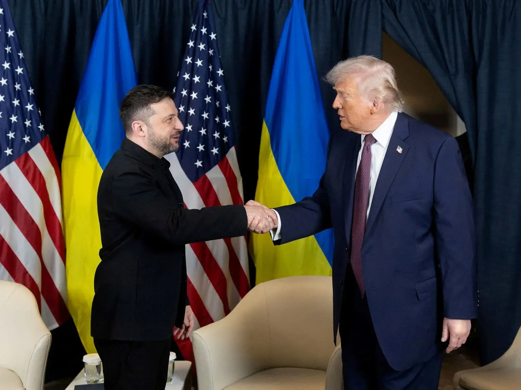 El presidente Volodimir Zelenski durante su encuentro con Trump en Davos.