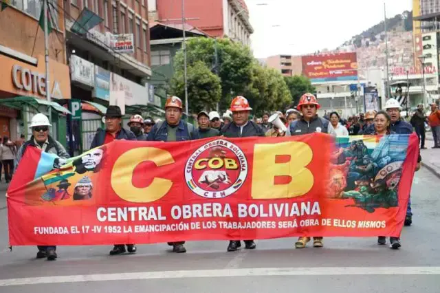 Una protesta anterior de la Central Obrera Boliviana en La Paz.
