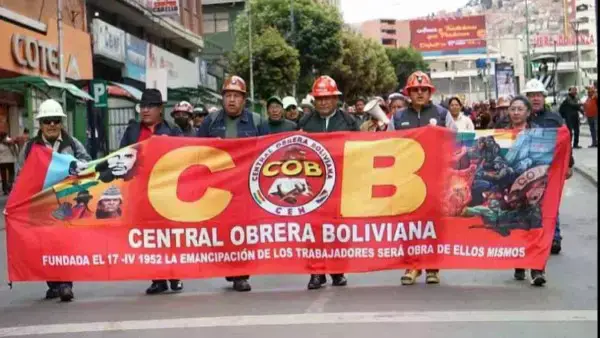 Manifestación de la Central Obrera Boliviana (COB).