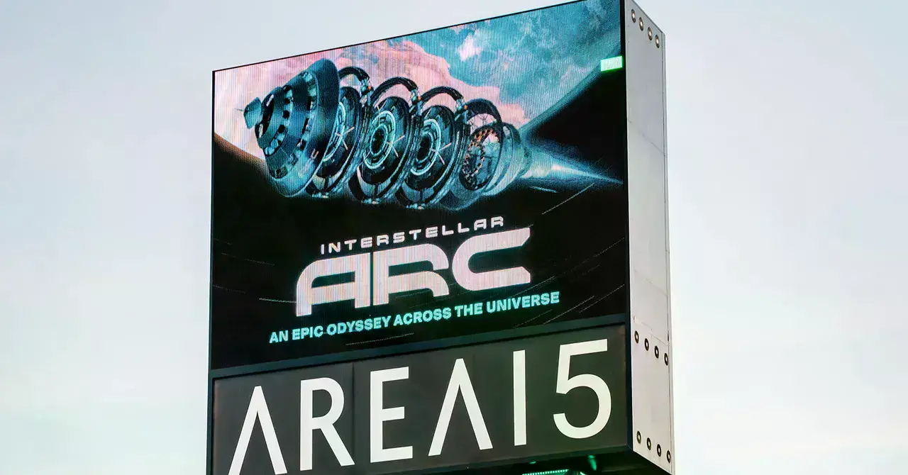 Vista interior de la experiencia de realidad virtual Interstellar Arc en Las Vegas.