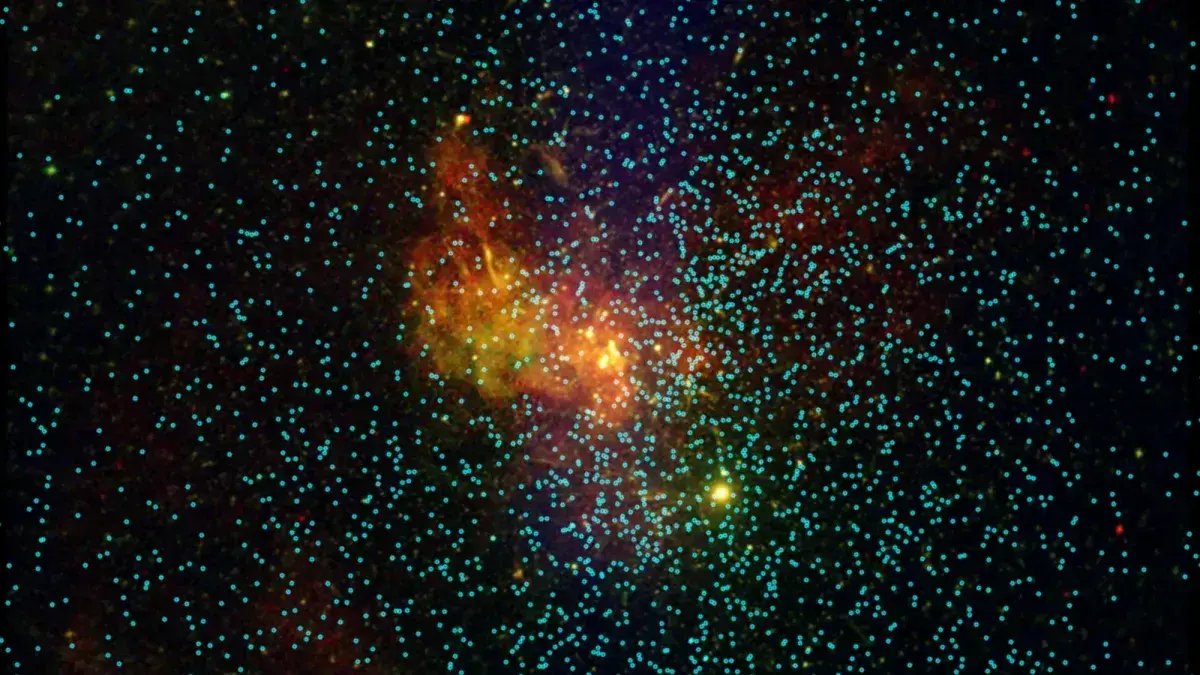 Imagen compuesta de 86 observaciones del centro galáctico por el Observatorio Chandra.