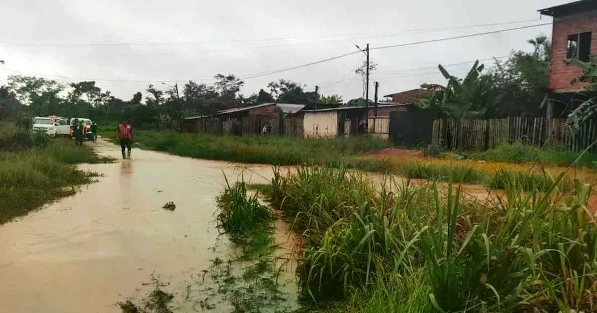 Uno de los barrios anegados de Cobija.