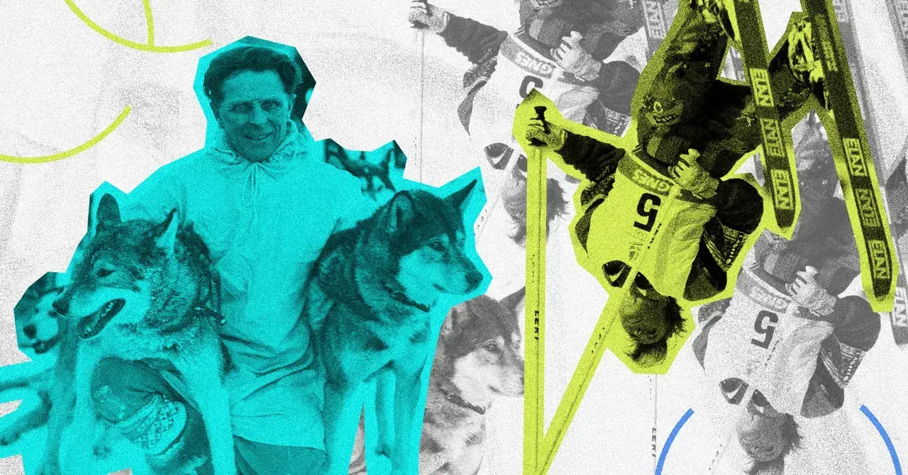 Ilustración de deportes olímpicos de invierno históricos.