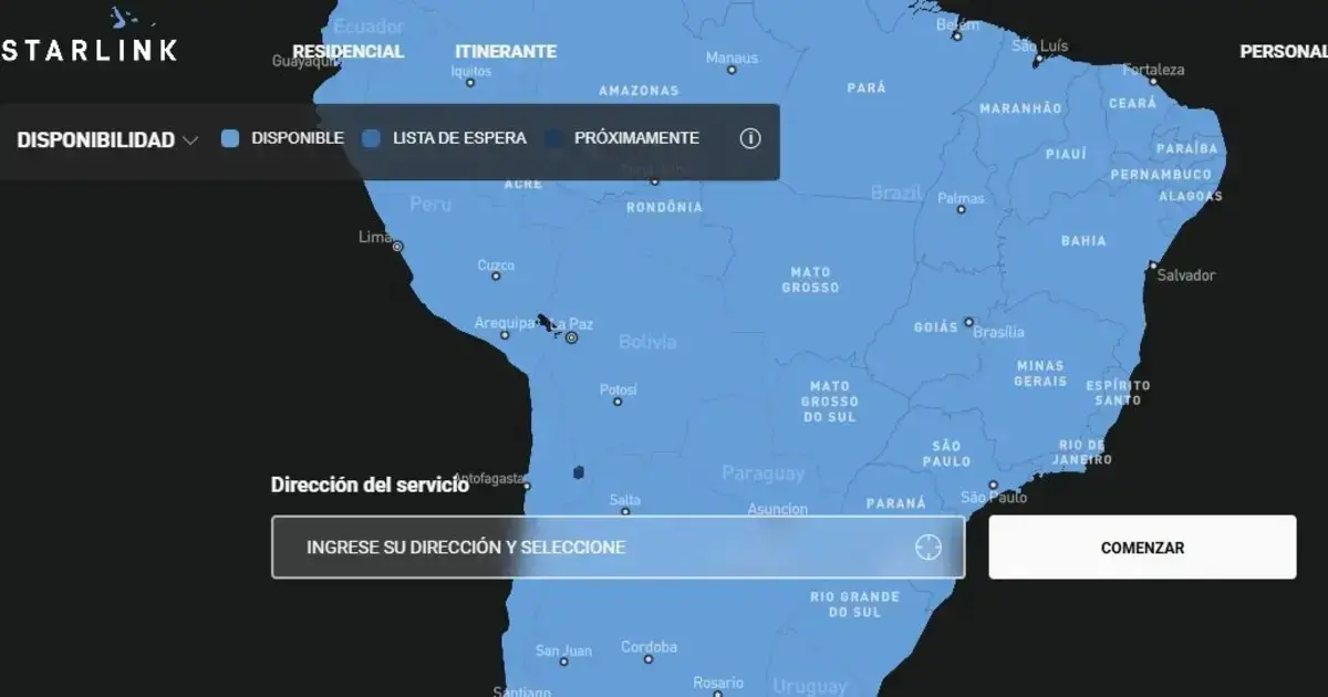 Sitio web de Starlink