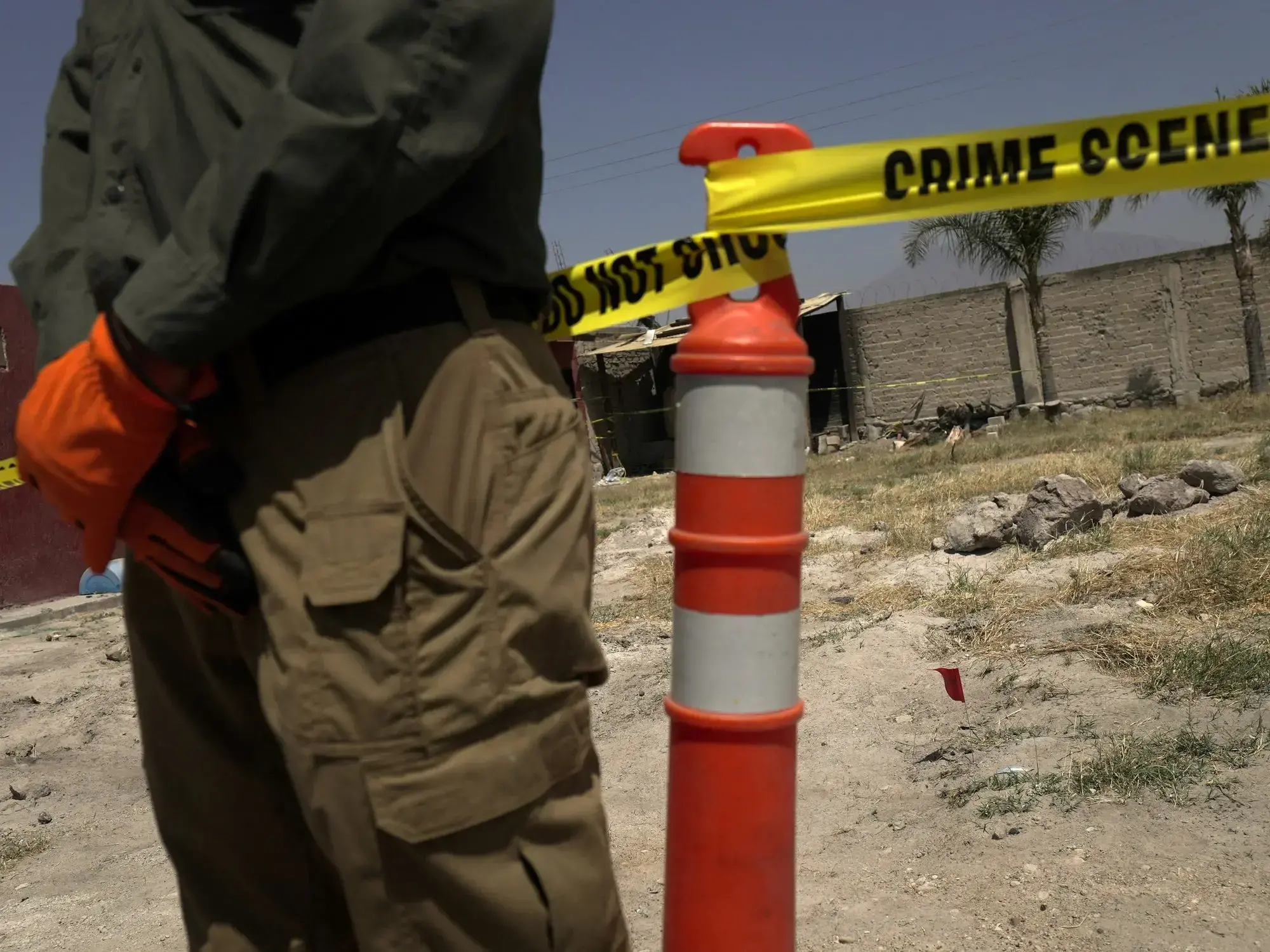 Una zona cerrada luego de un asesinato cometido por grupos del narcotráfico en Teuchitlan, Jalisco.