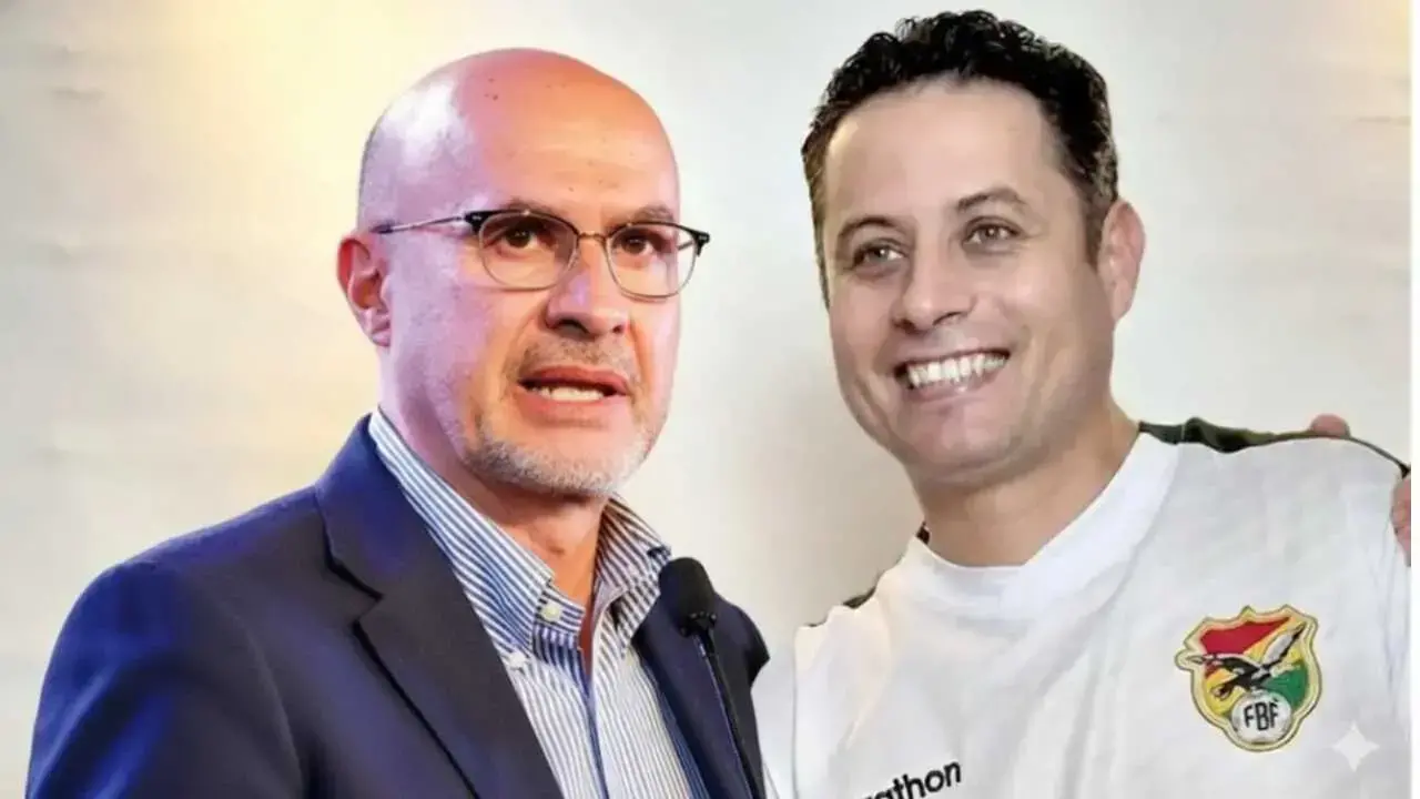 El ministro de la Presidencia José Luis Lupo (i) y el vicepresidente Edmand Lara (d).