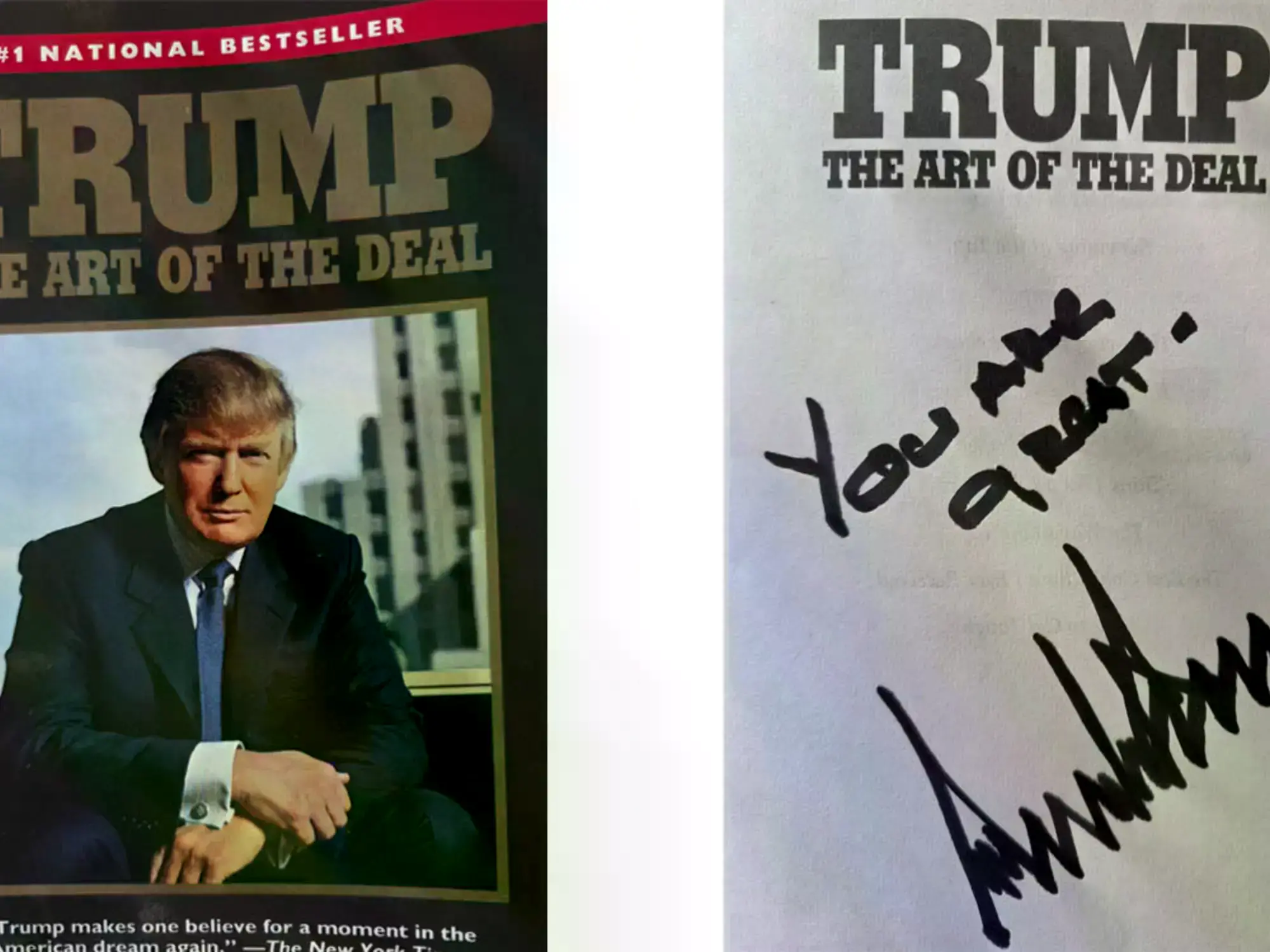 El presidente Gustavo Petro muestra la dedicatoria de Donald Trump en su libro.