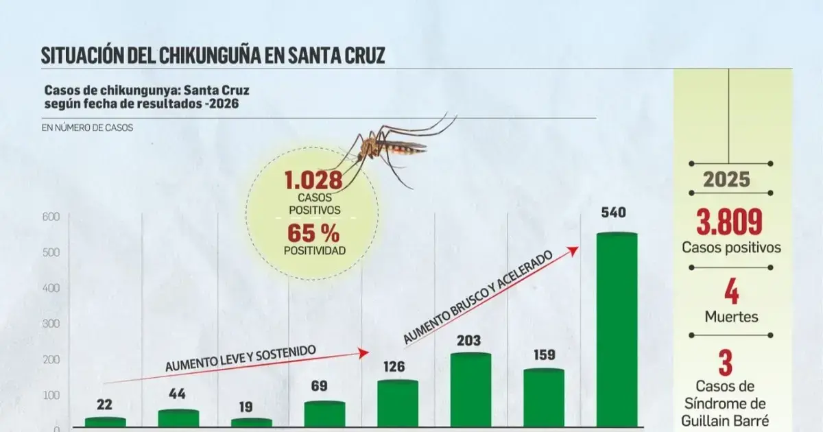 Epidemia de chikungunya en Santa Cruz supera los 1.000 casos y deja un bebé en UCI