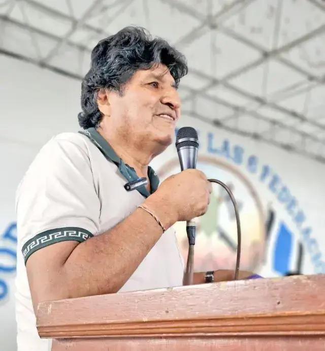 Evo Morales en una de sus últimas apariciones a fines de 2025, en el Chapare.