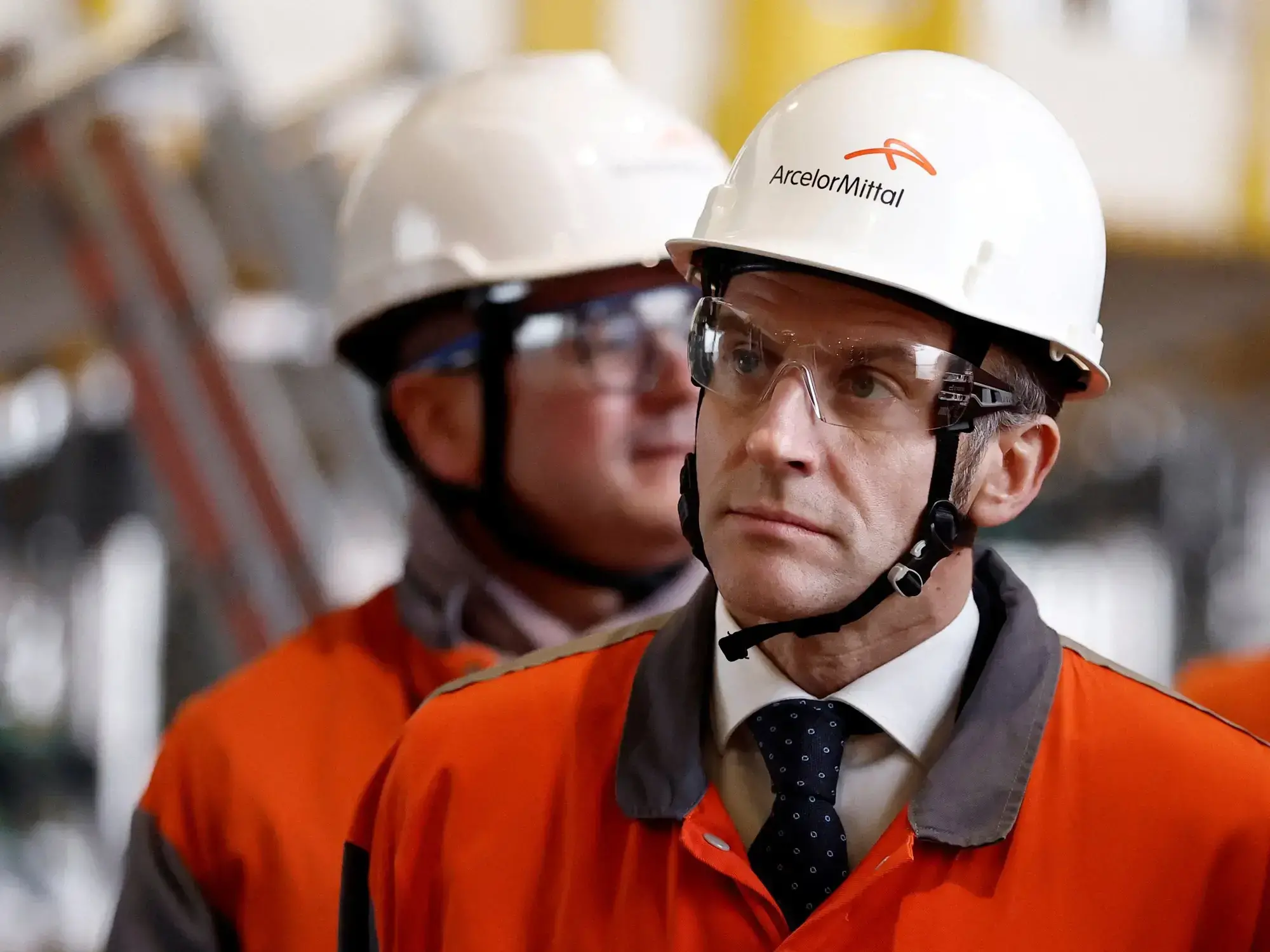 El presidente de Francia, Emmanuel Macron, durante una visita a una usina eléctrica en Dunkirk.