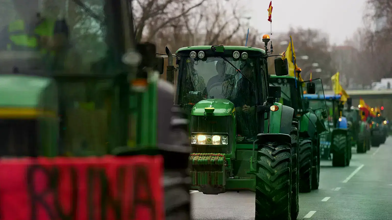 Tractorada en el centro de Madrid.