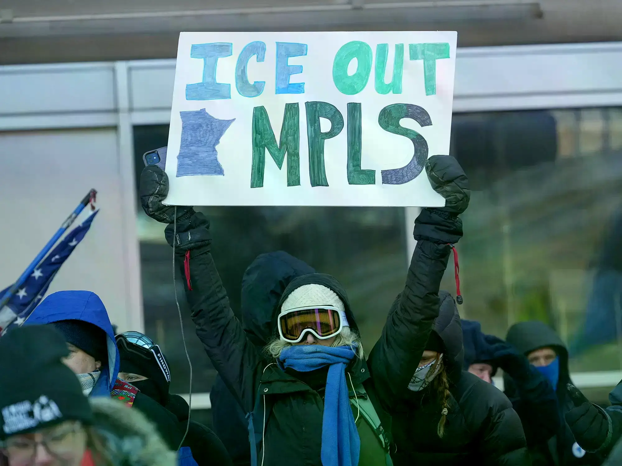 Manifestación contra el ICE y el presidente Donald Trump en Minneapolis, Minnesota.