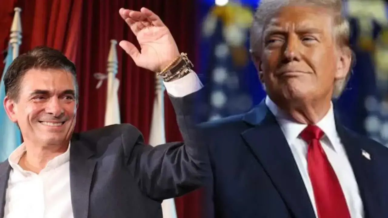 El presidente de Estados Unidos, Donald Trump, (d) y Rodrigo Paz (i)