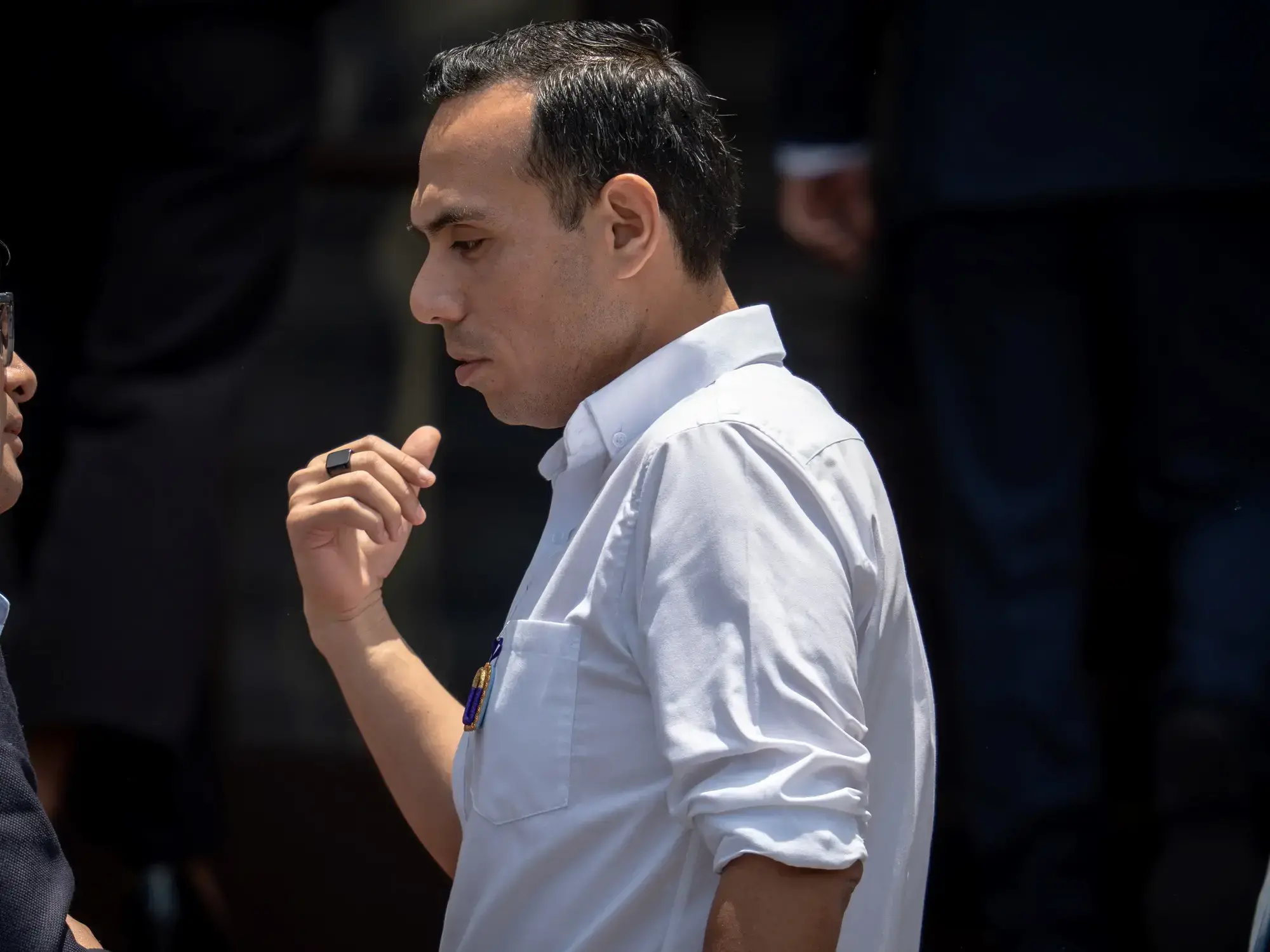 El presidente de Perú, José Jerí, en el Patio de Honor del Palacio de Gobierno en Lima.