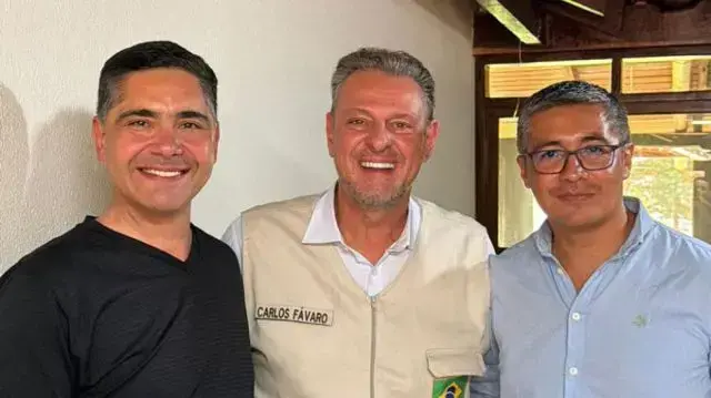 El ministro de Agricultura de Brasil, Carlos Fávaro, con los ministros bolivianos Oscar Mario Justiniano y José Gabriel Espin