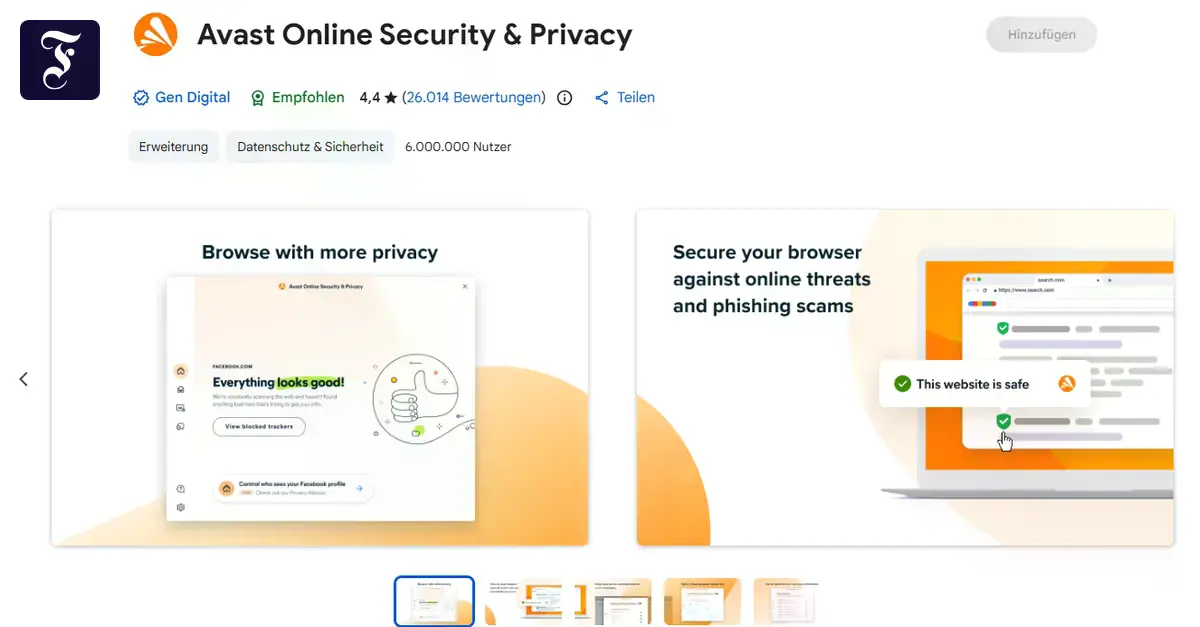 Spitzenreiter: Millionenfach geladen, die Erweiterung von Avast
