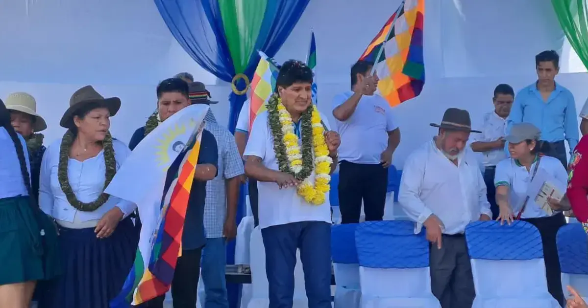 Evo Morales durante su aparición en Chimoré.