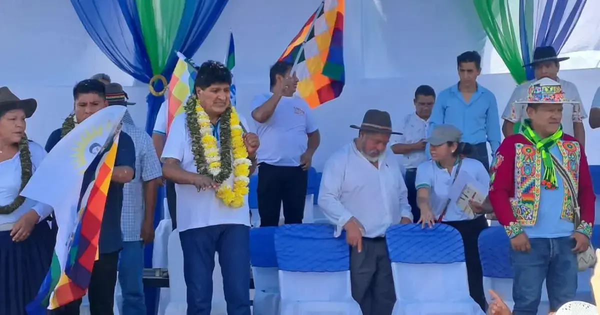 Evo Morales durante su aparición pública en Chimoré.